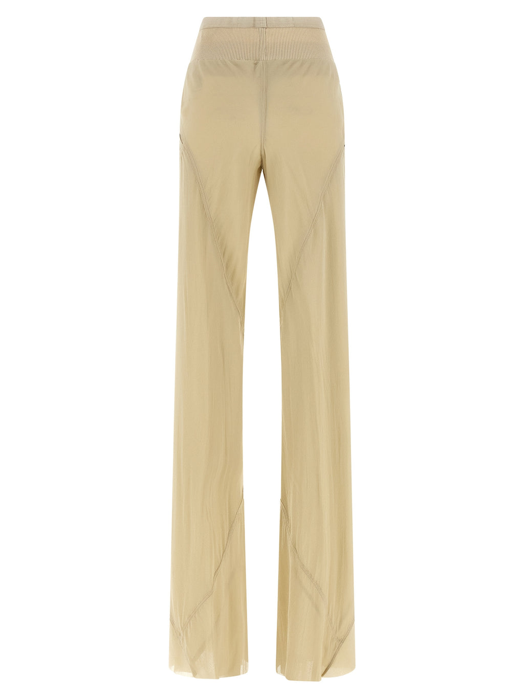 Beige Silk Flared Pants