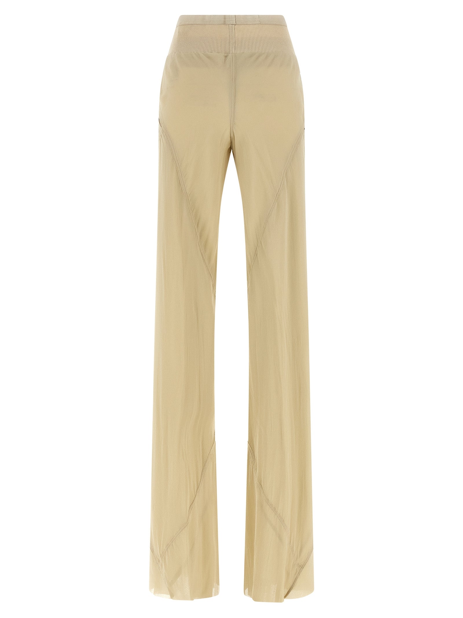 Beige Silk Flared Pants