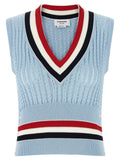 Blue Cotton Sleeveless Jacket