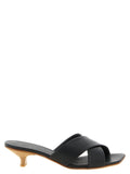 Black Calfskin Mid Heel Pumps