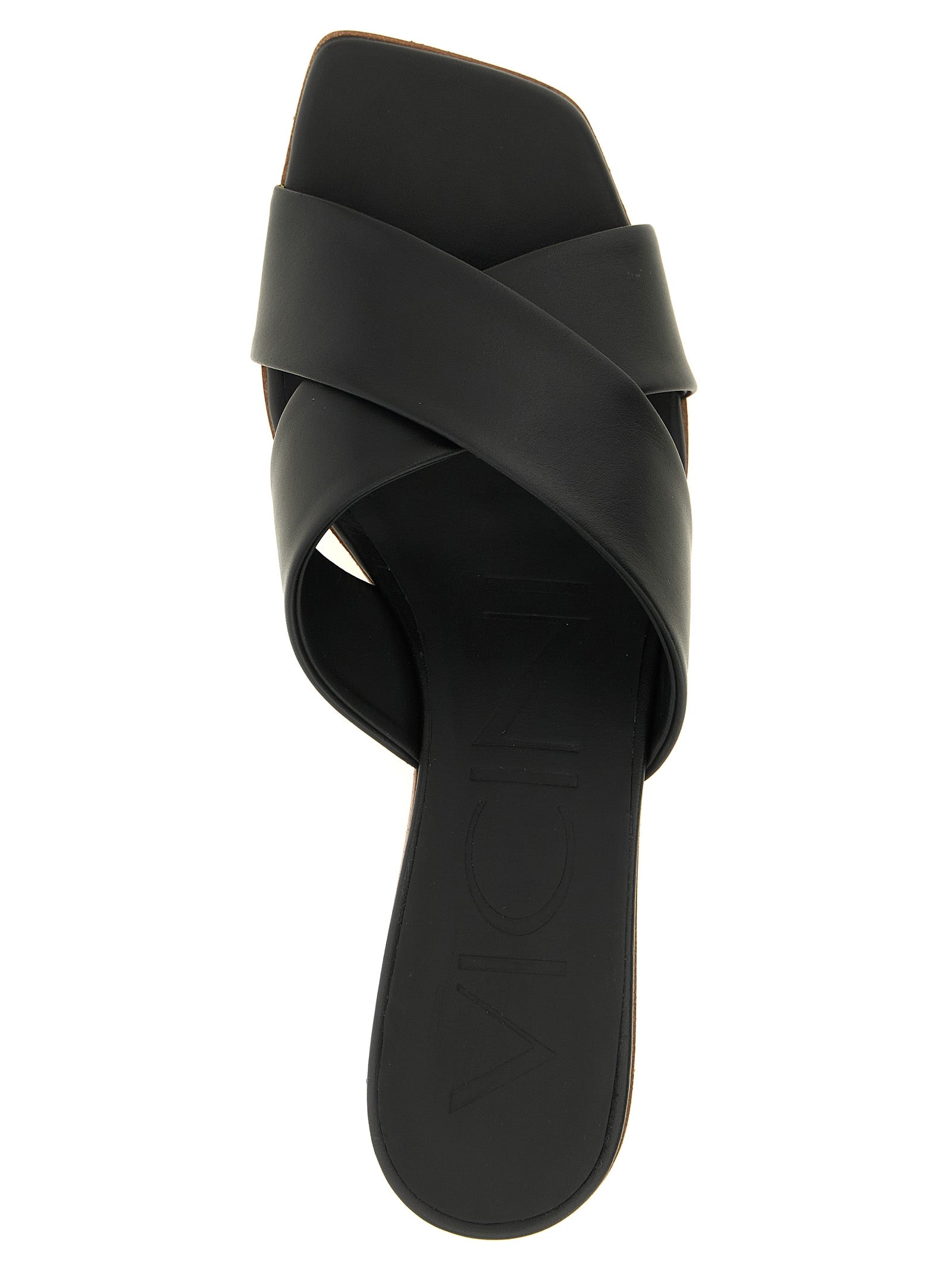 Black Calfskin Mid Heel Pumps