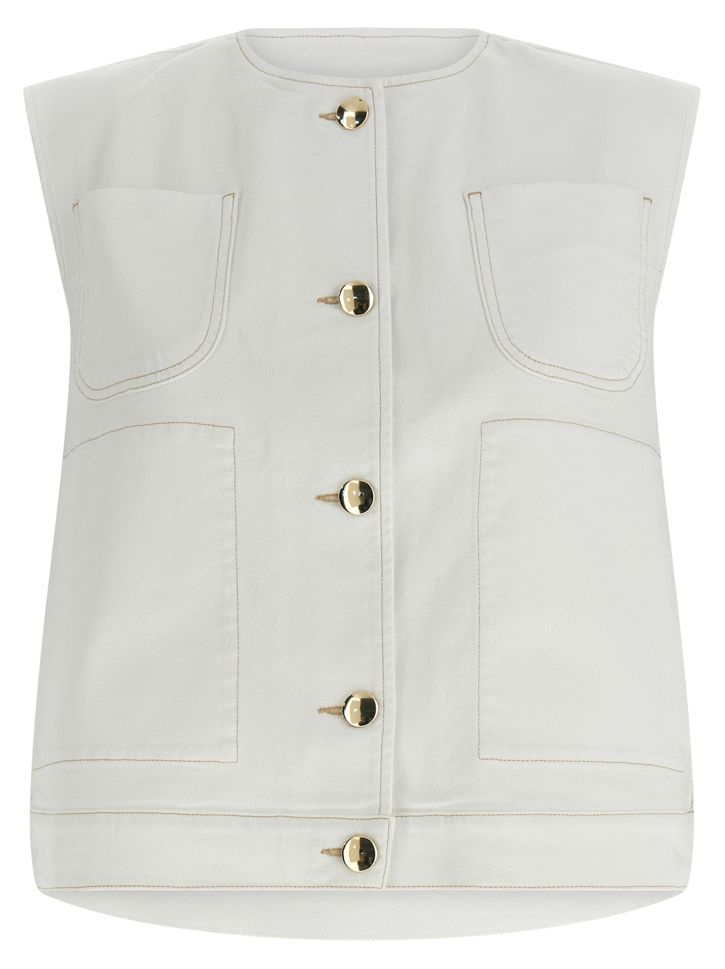 White Cotton Sleeveless Jacket