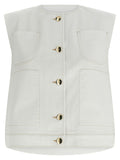 White Cotton Sleeveless Jacket