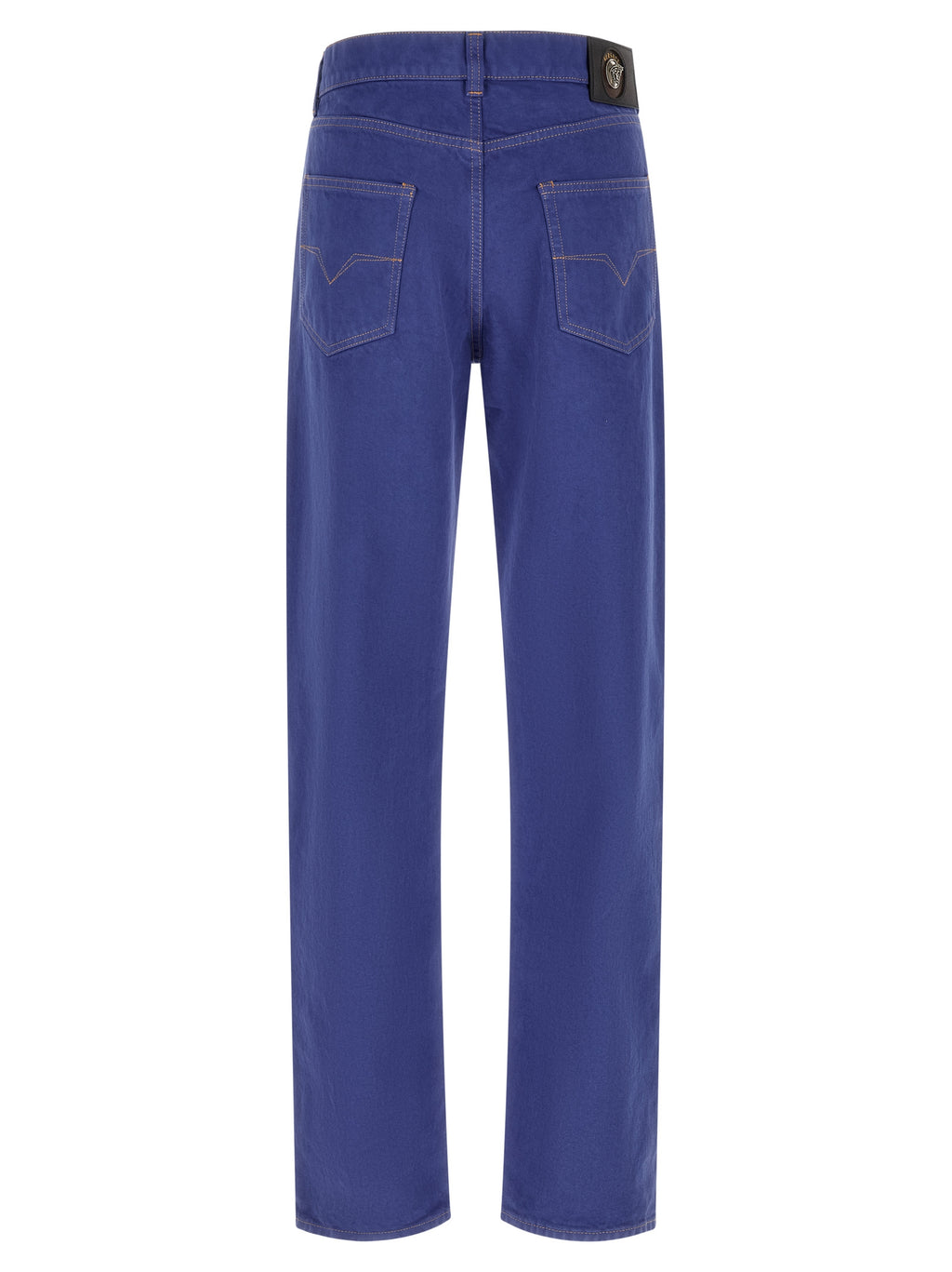 Blue Cotton Straight-Leg Jeans
