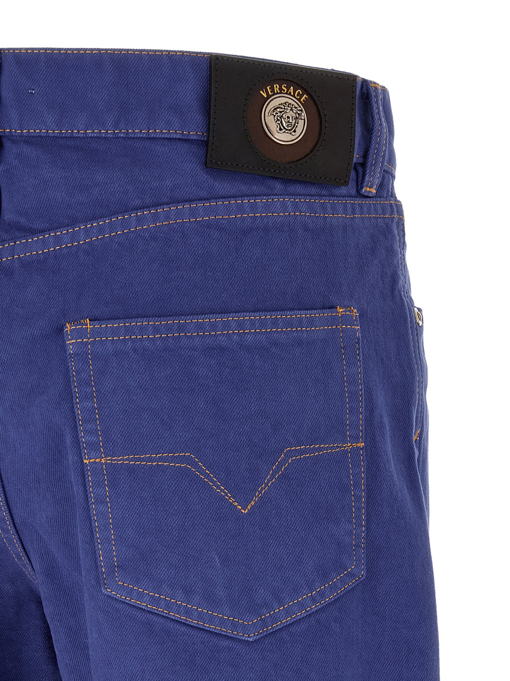 Blue Cotton Straight-Leg Jeans