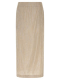 Beige Viscose Midi Skirt