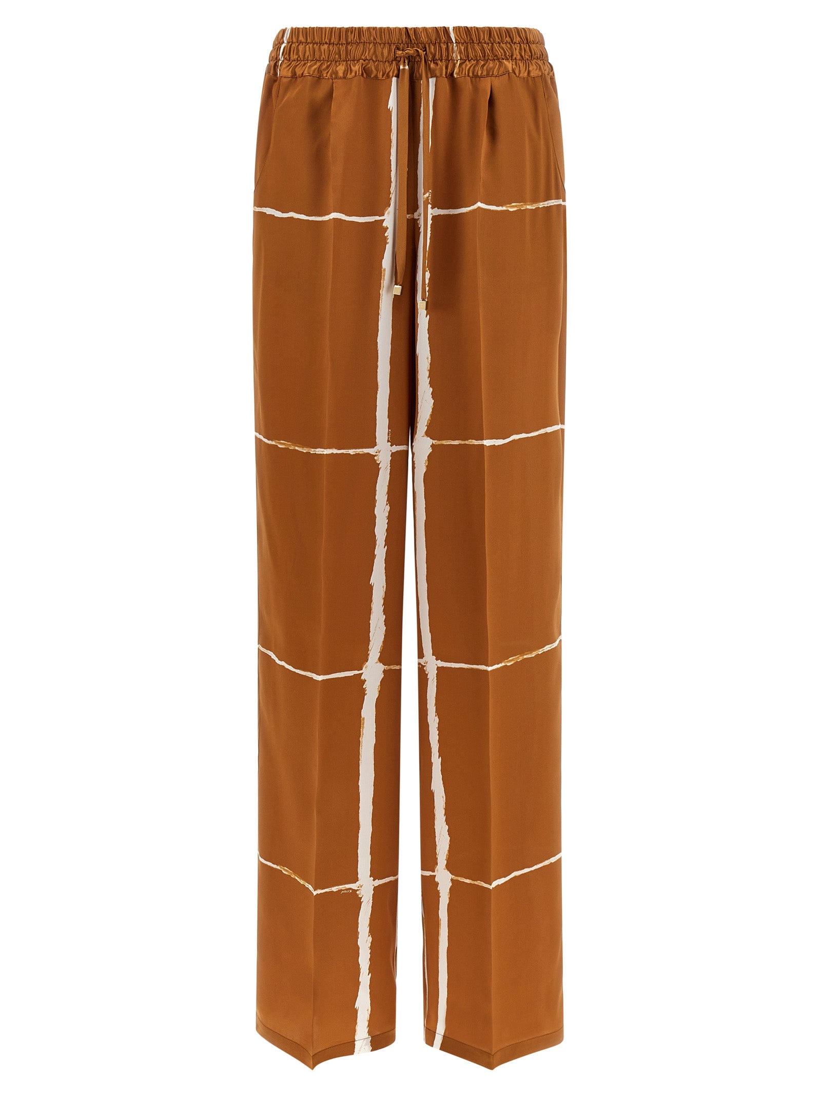 Brown Silk Casual Pants