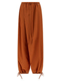 Orange Cotton Casual Pants