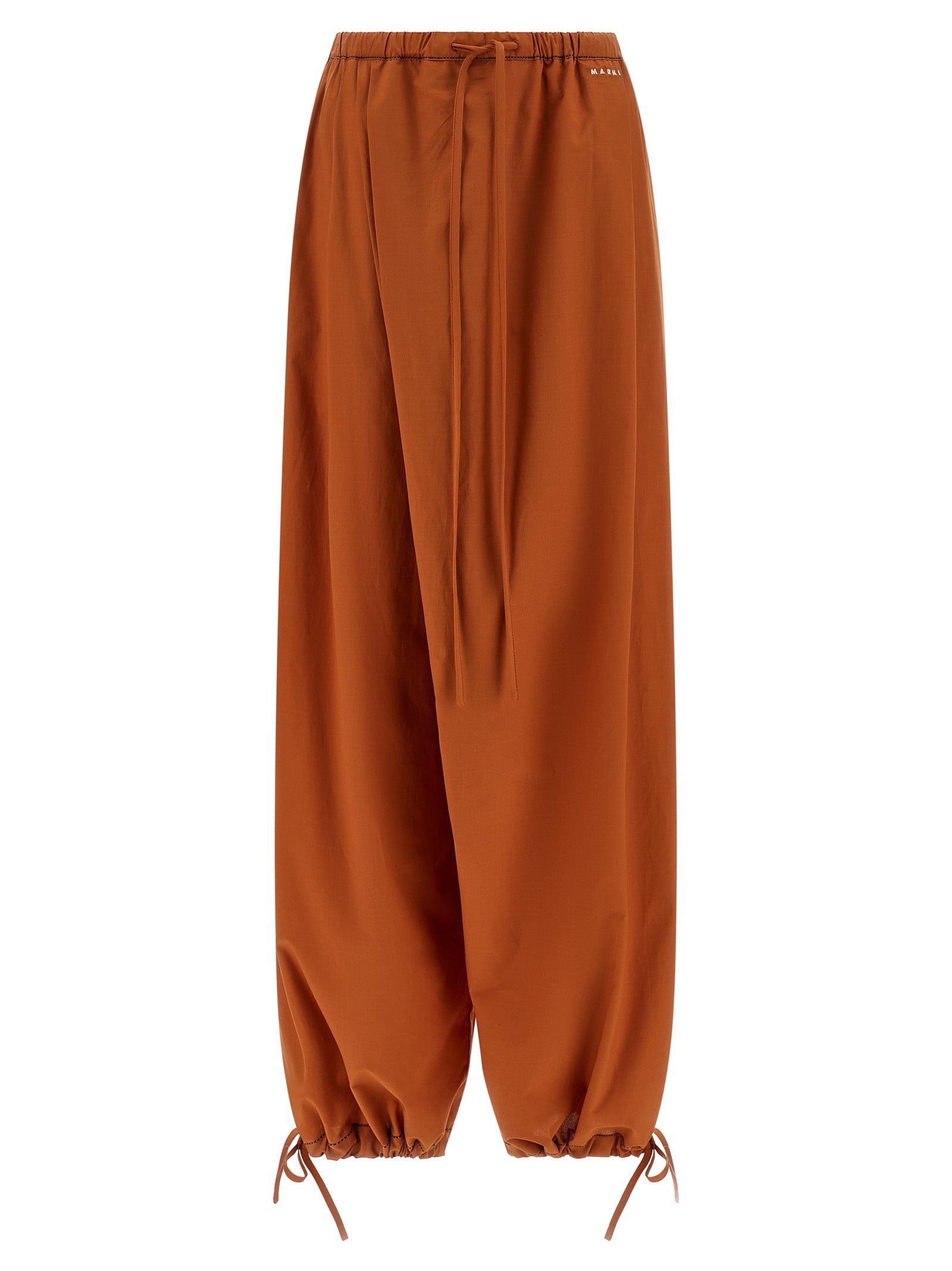 Orange Cotton Casual Pants
