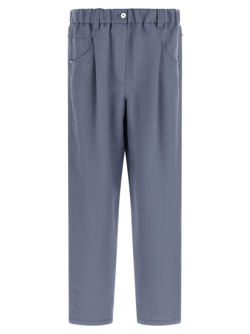Blue Viscose Casual Pants