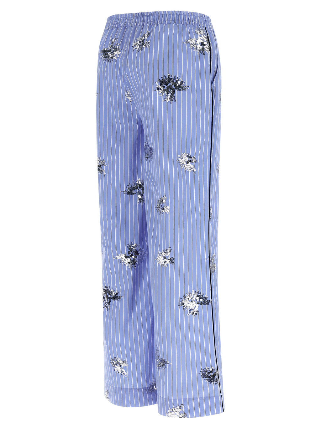Blue Cotton Casual Pants