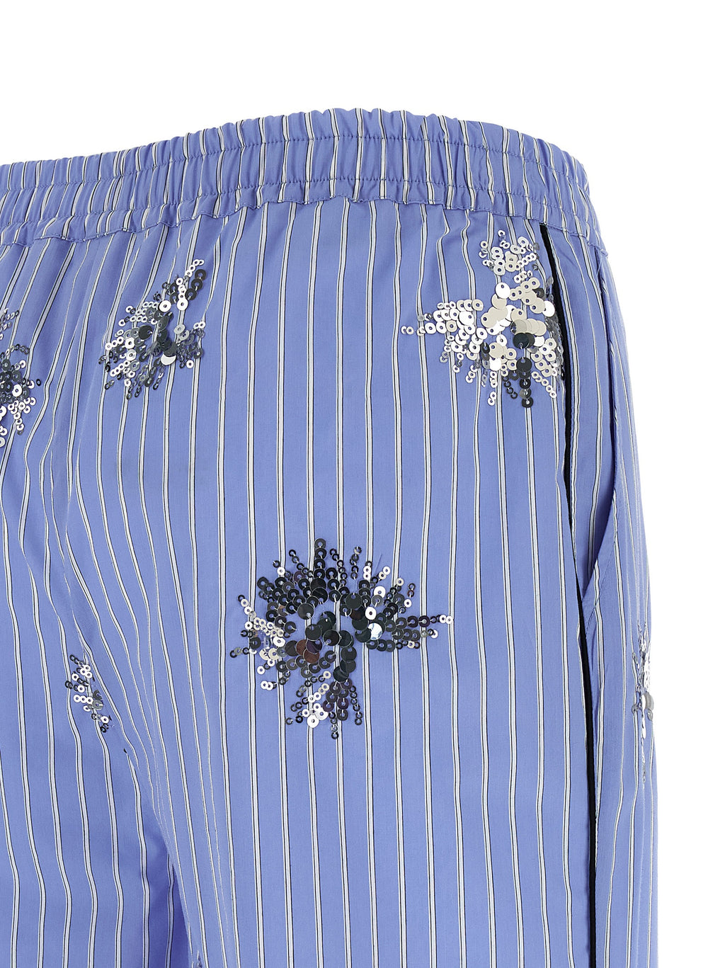 Blue Cotton Casual Pants