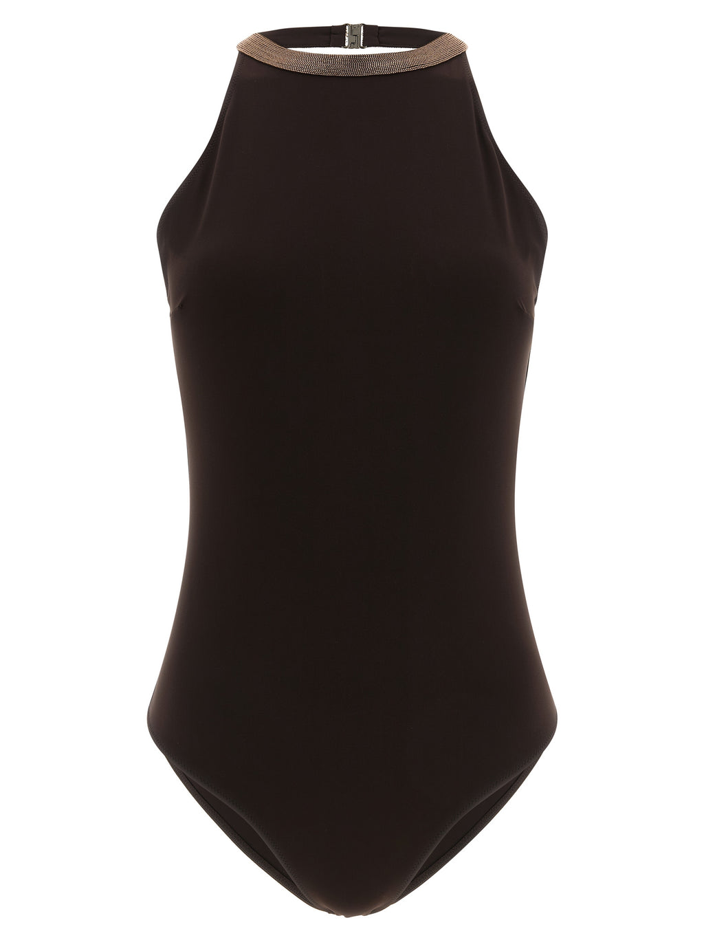 Brown Polyamide One-Piece Swimsuit