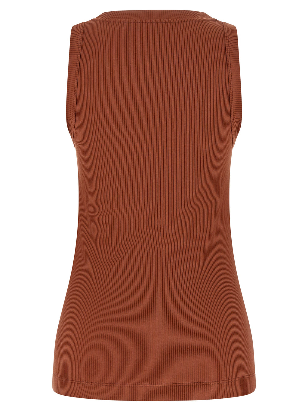 Brown Cotton Sleeveles T-Shirt