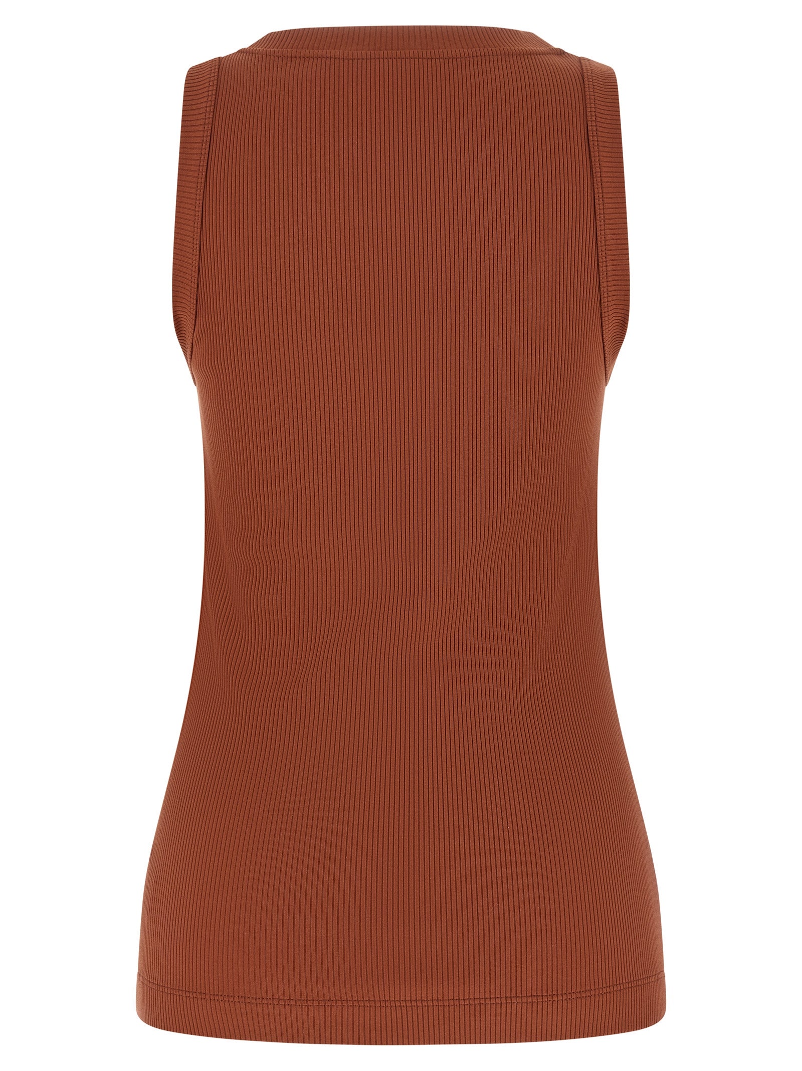 Brown Cotton Sleeveles T-Shirt