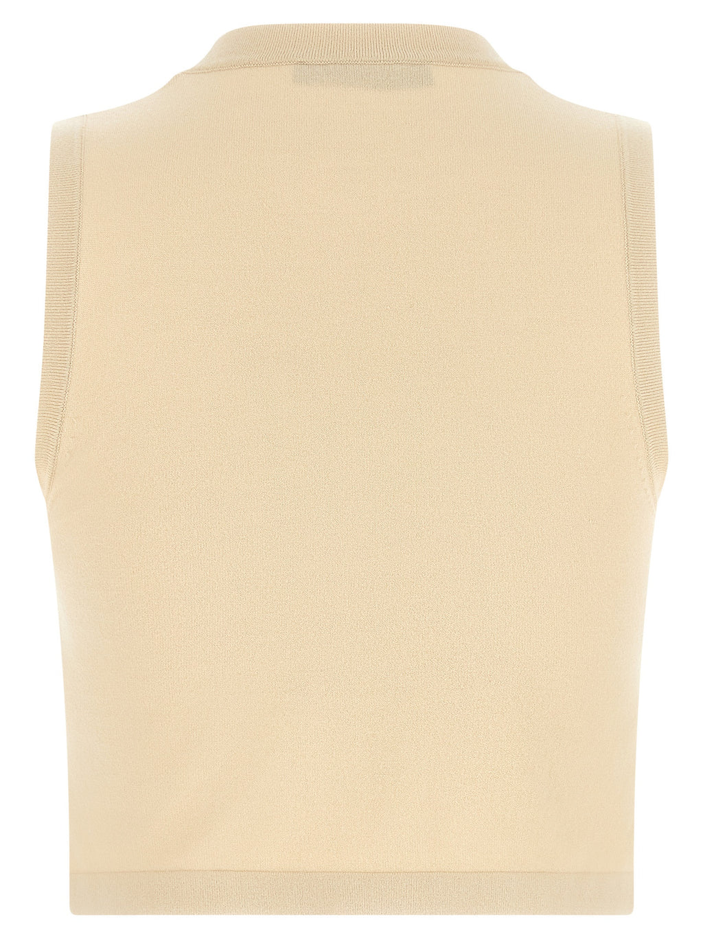 Beige Viscose Sleeveles T-Shirt