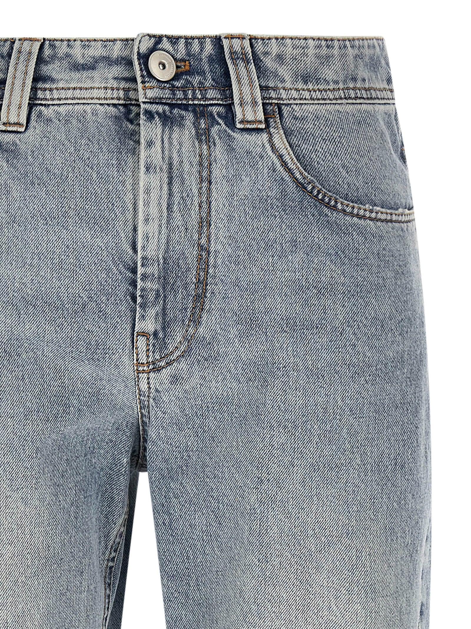 Blue Cotton Tapered Jeans