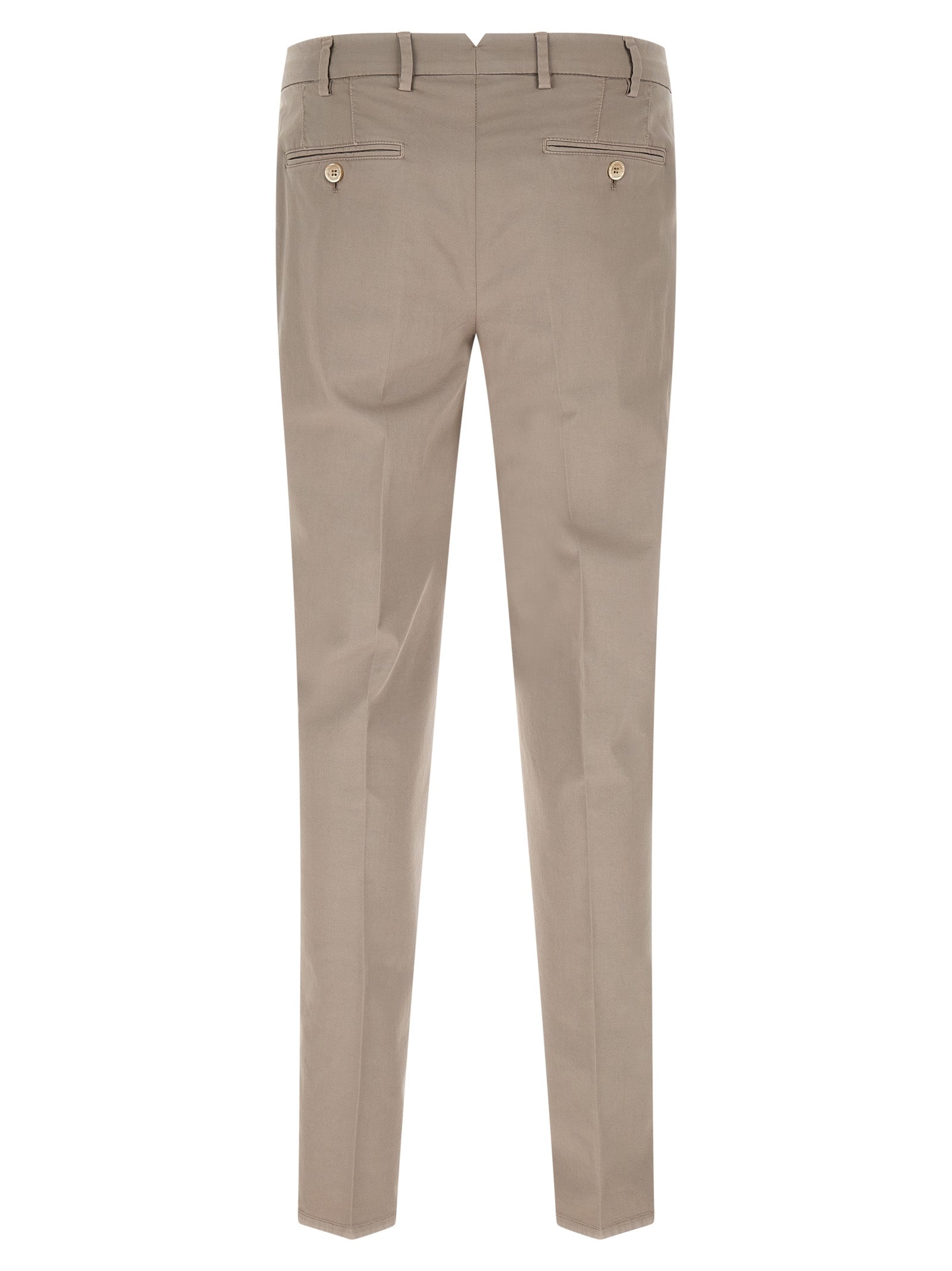 Beige Cotton Casual Pants