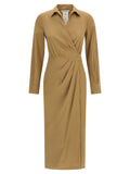 Beige Cotton Midi Dress