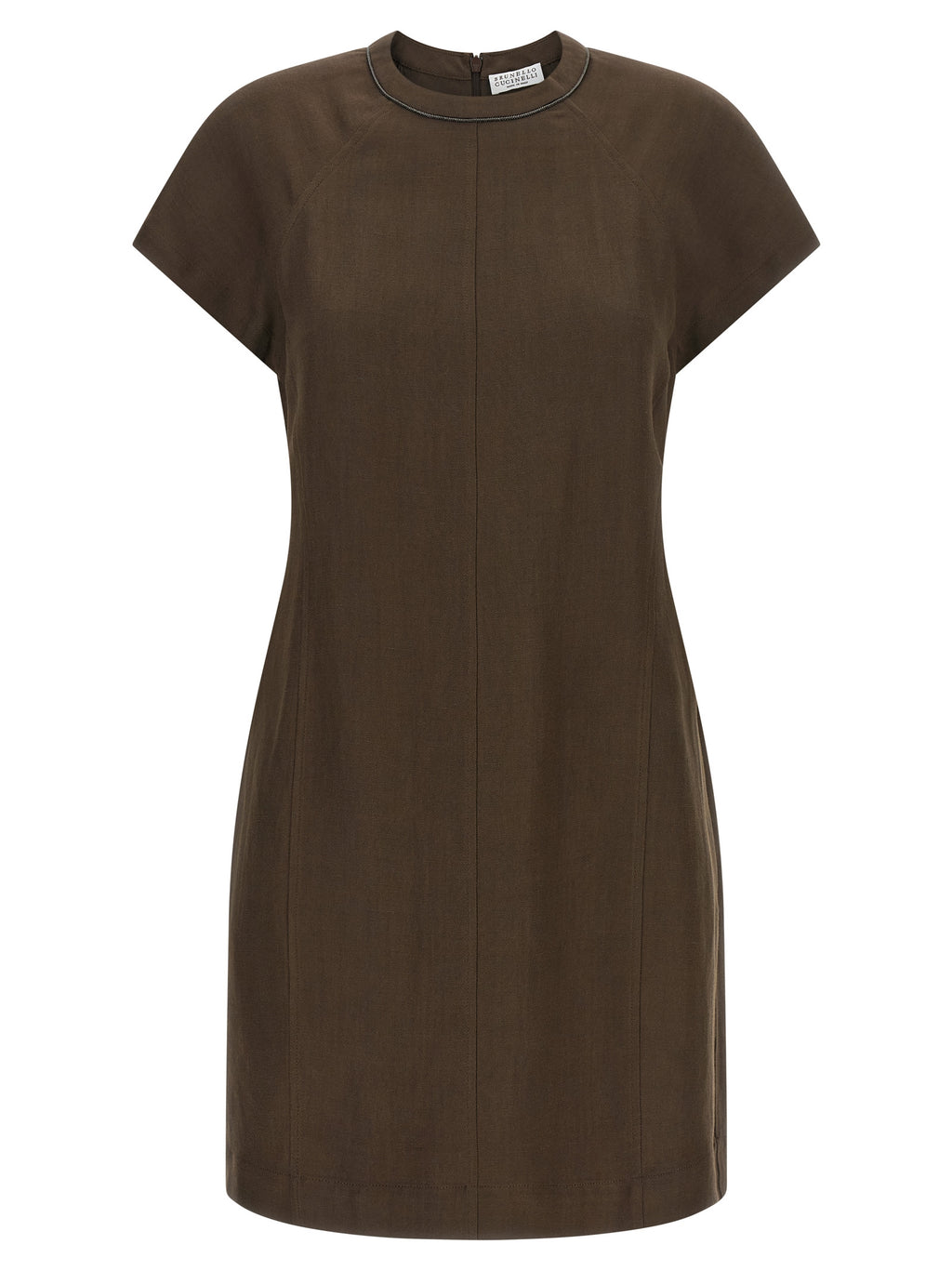 Brown Viscose Short Dress
