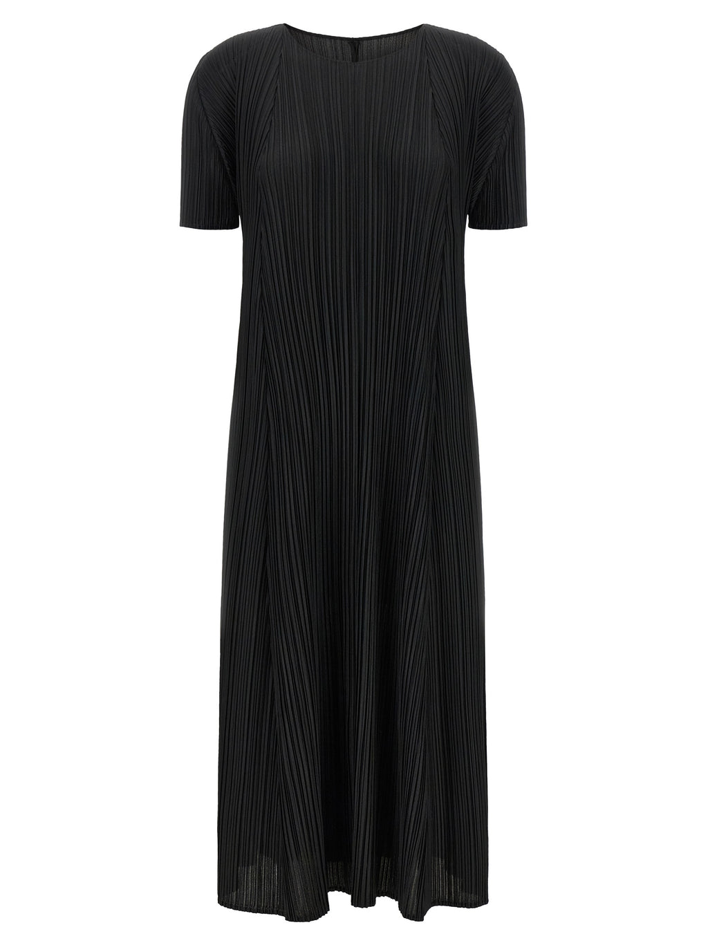 Black Polyester Midi Dress