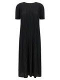 Black Polyester Midi Dress