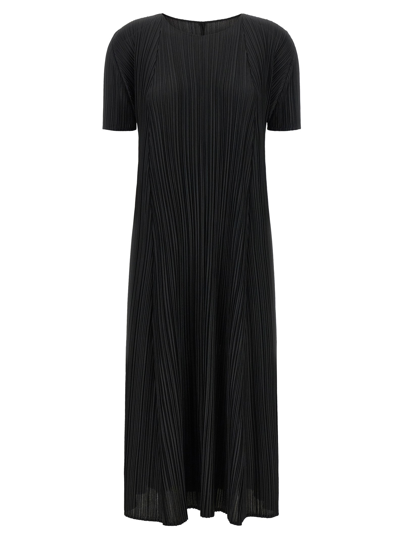 Black Polyester Midi Dress