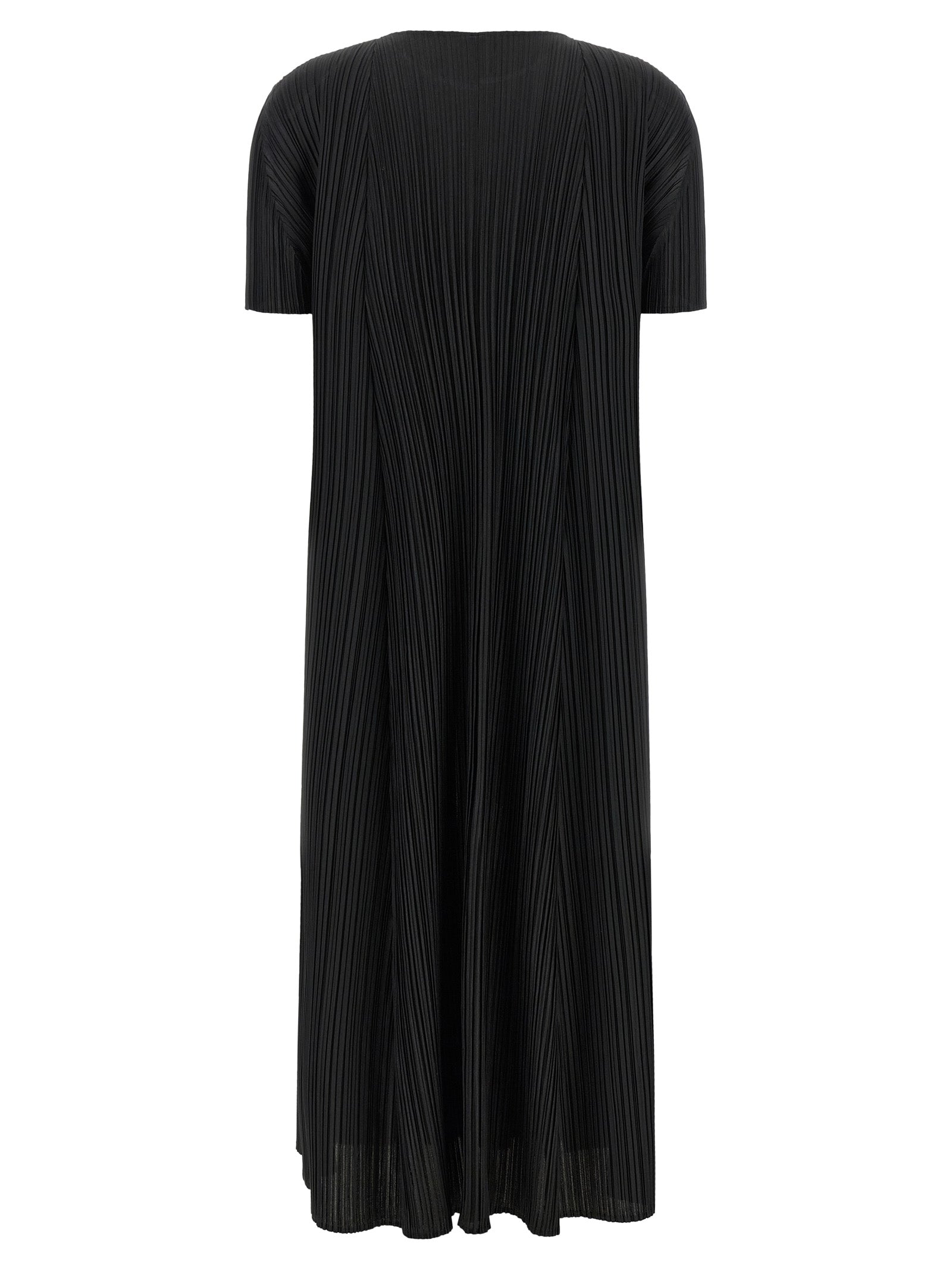 Black Polyester Midi Dress