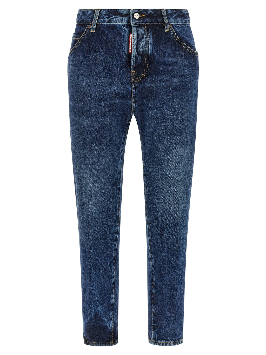 Blue Cotton Straight-Leg Jeans