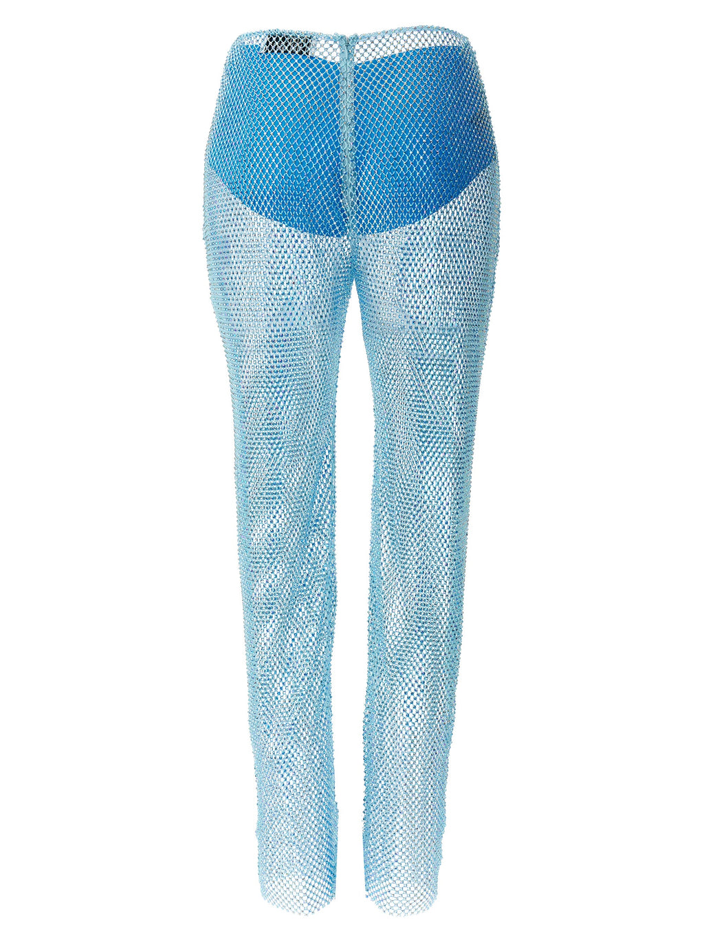 Blue Polyamide Casual Pants