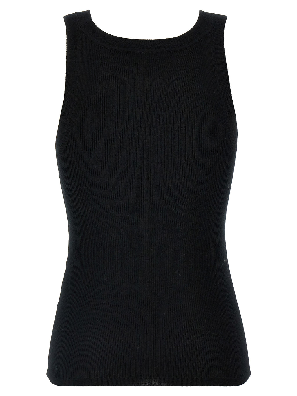 Black Virgin Wool Sleeveles T-Shirt