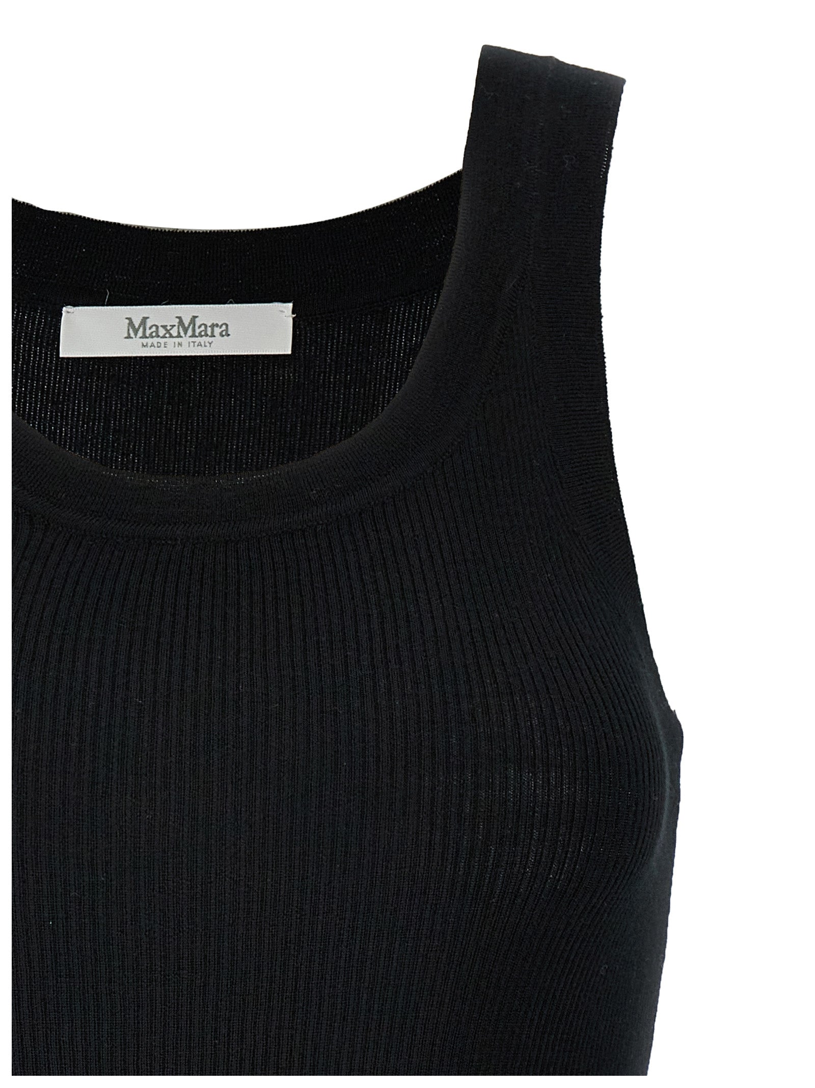 Black Virgin Wool Sleeveles T-Shirt