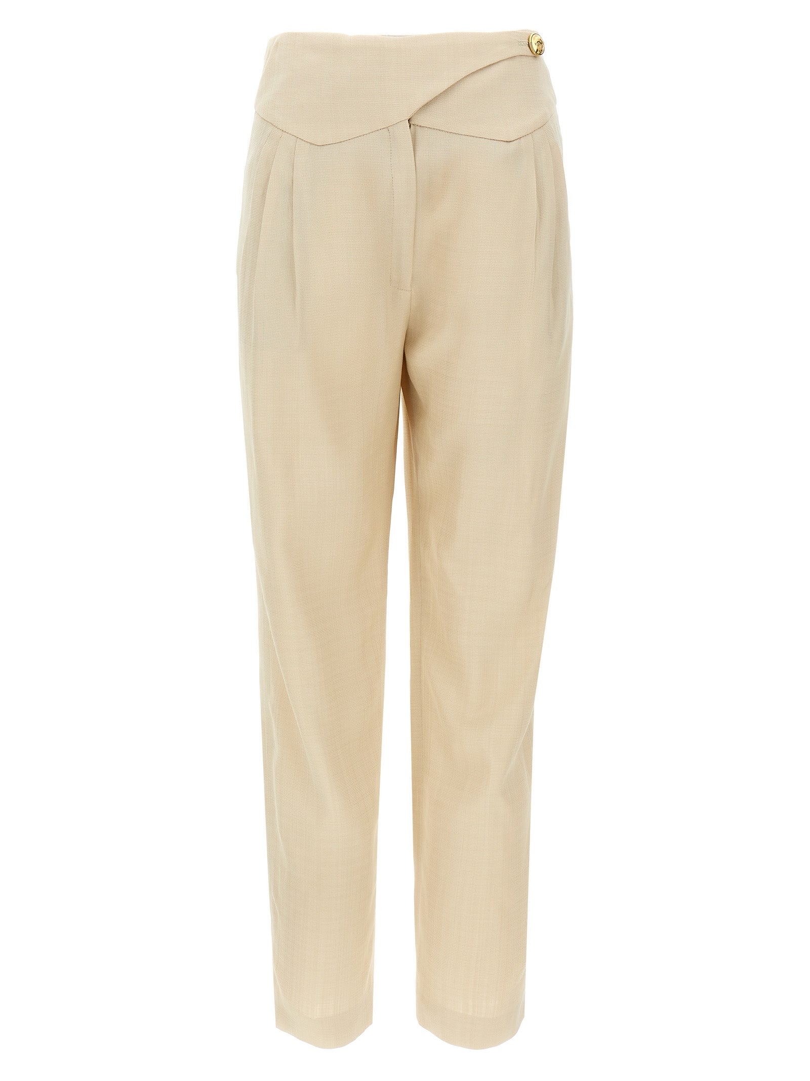 Beige Viscose Dress Pants