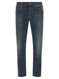 Blue Cotton Straight-Leg Jeans