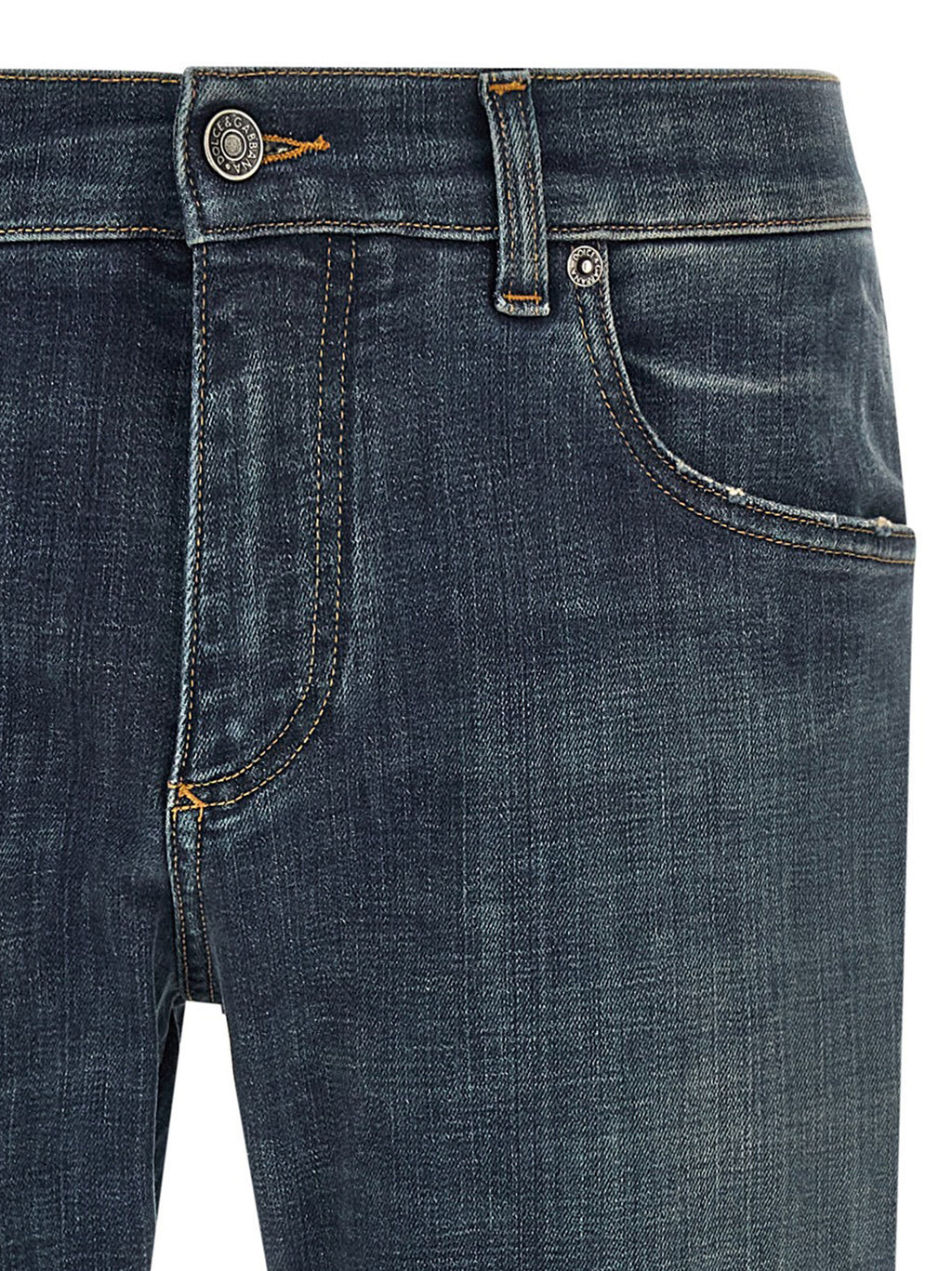 Blue Cotton Straight-Leg Jeans