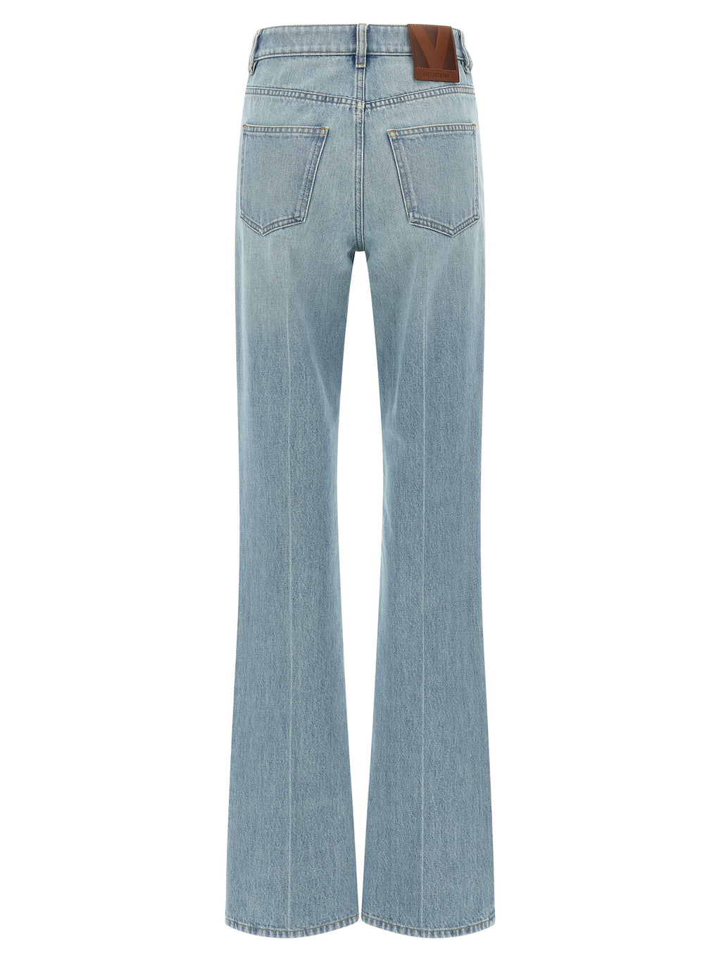 Blue Cotton High-Waisted Jean