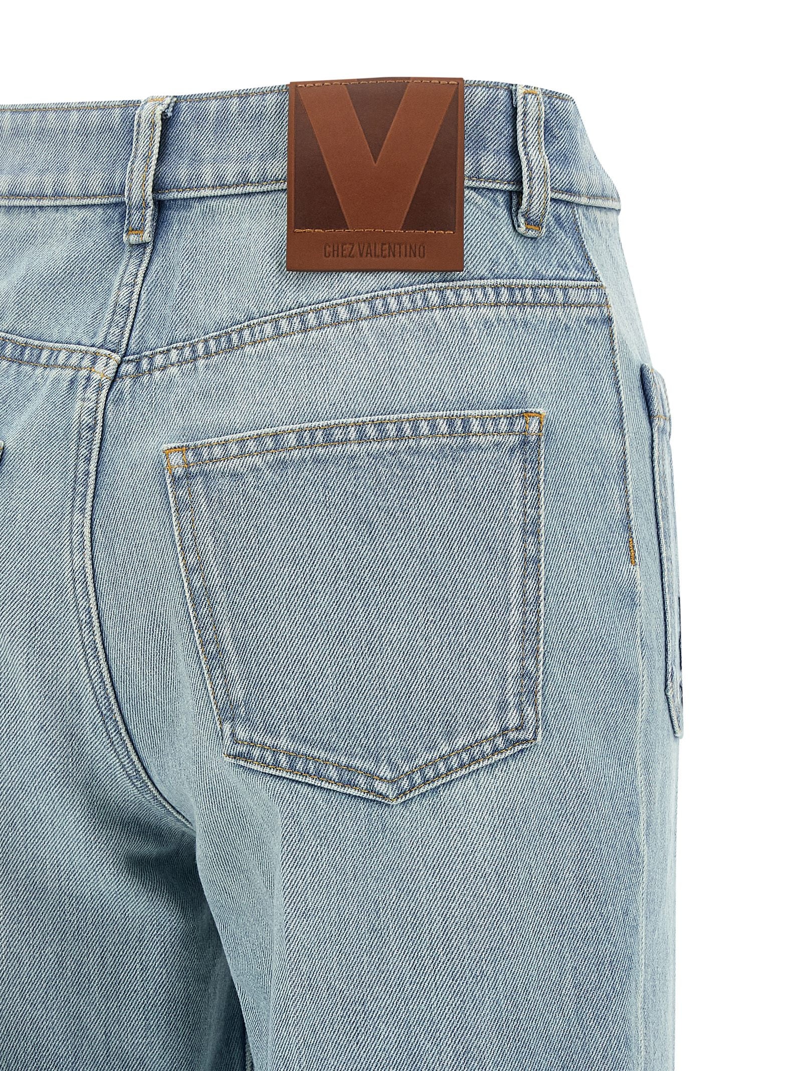 Blue Cotton High-Waisted Jean