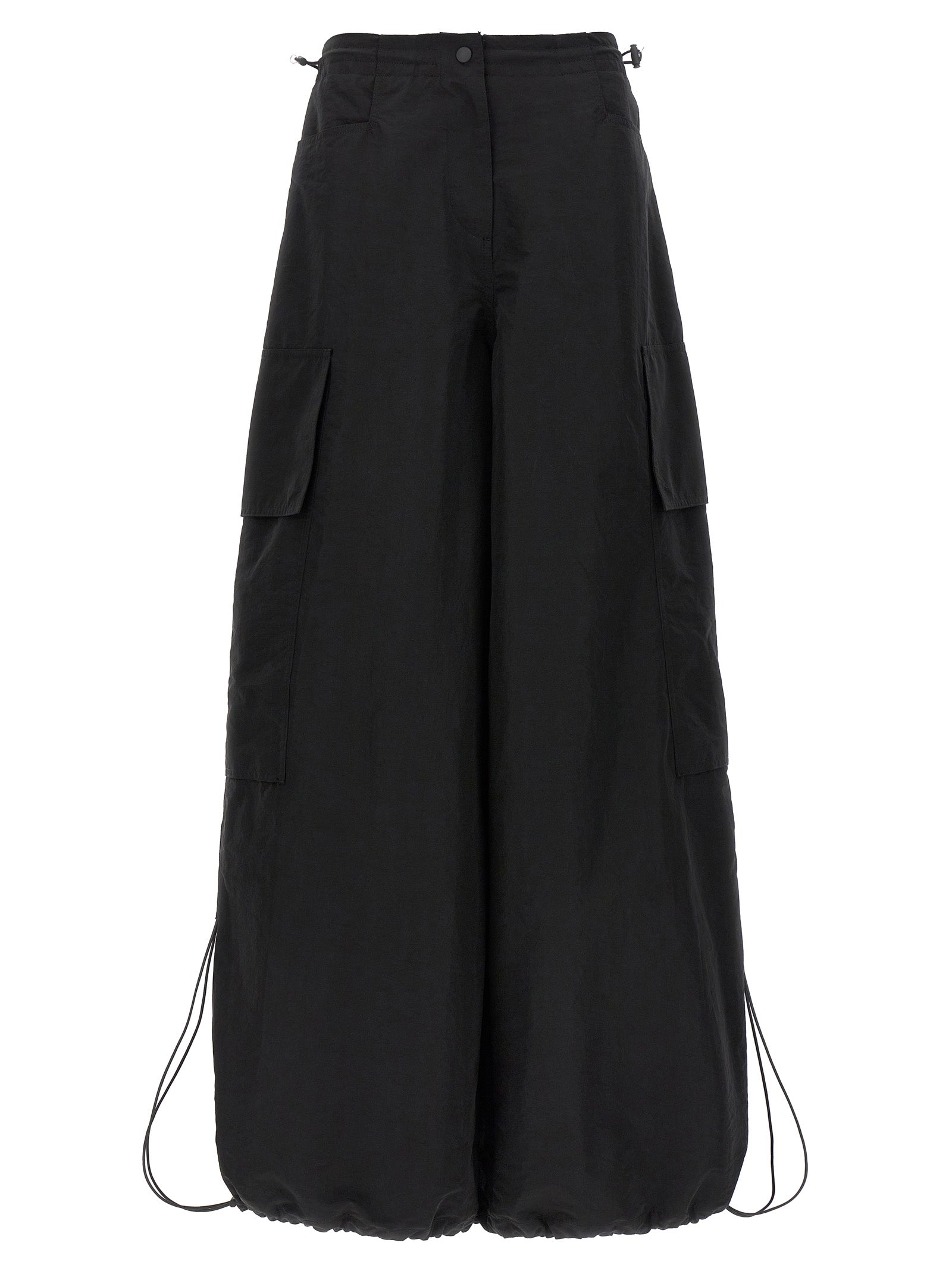 Black Polyamide Casual Pants