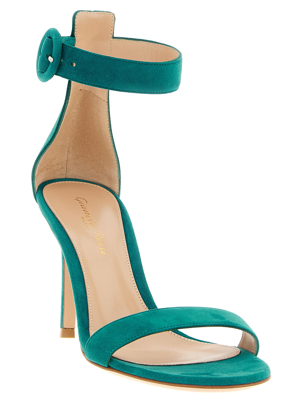 Bicolor Suede Leather Stiletto Heel Sandals