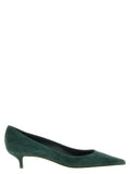 Bicolor Leather Mid Heel Pumps