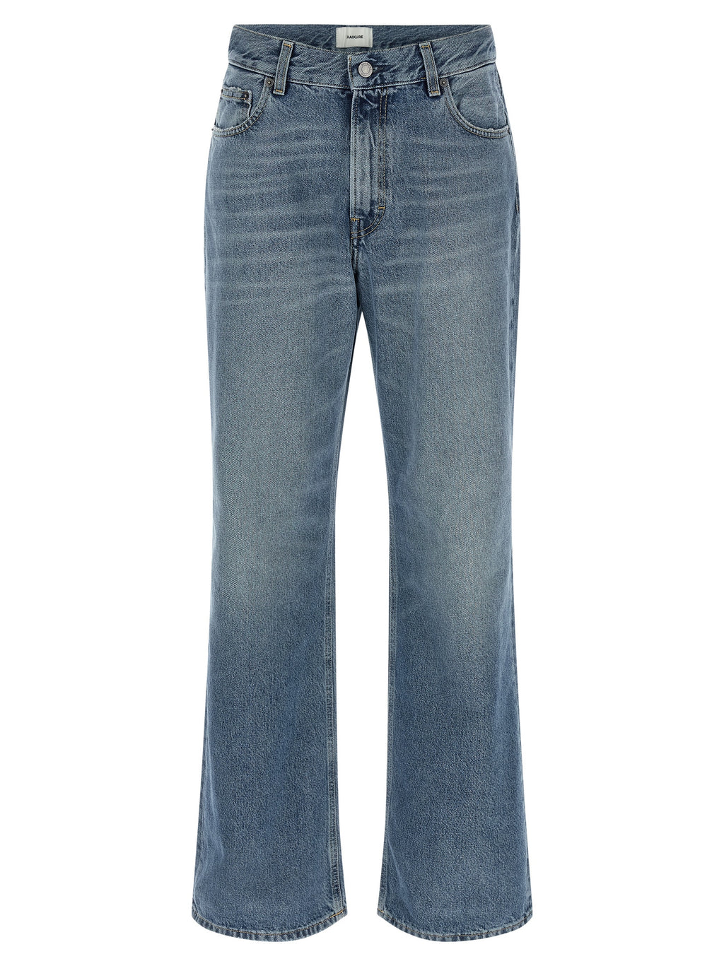 Blue Cotton Straight-Leg Jeans