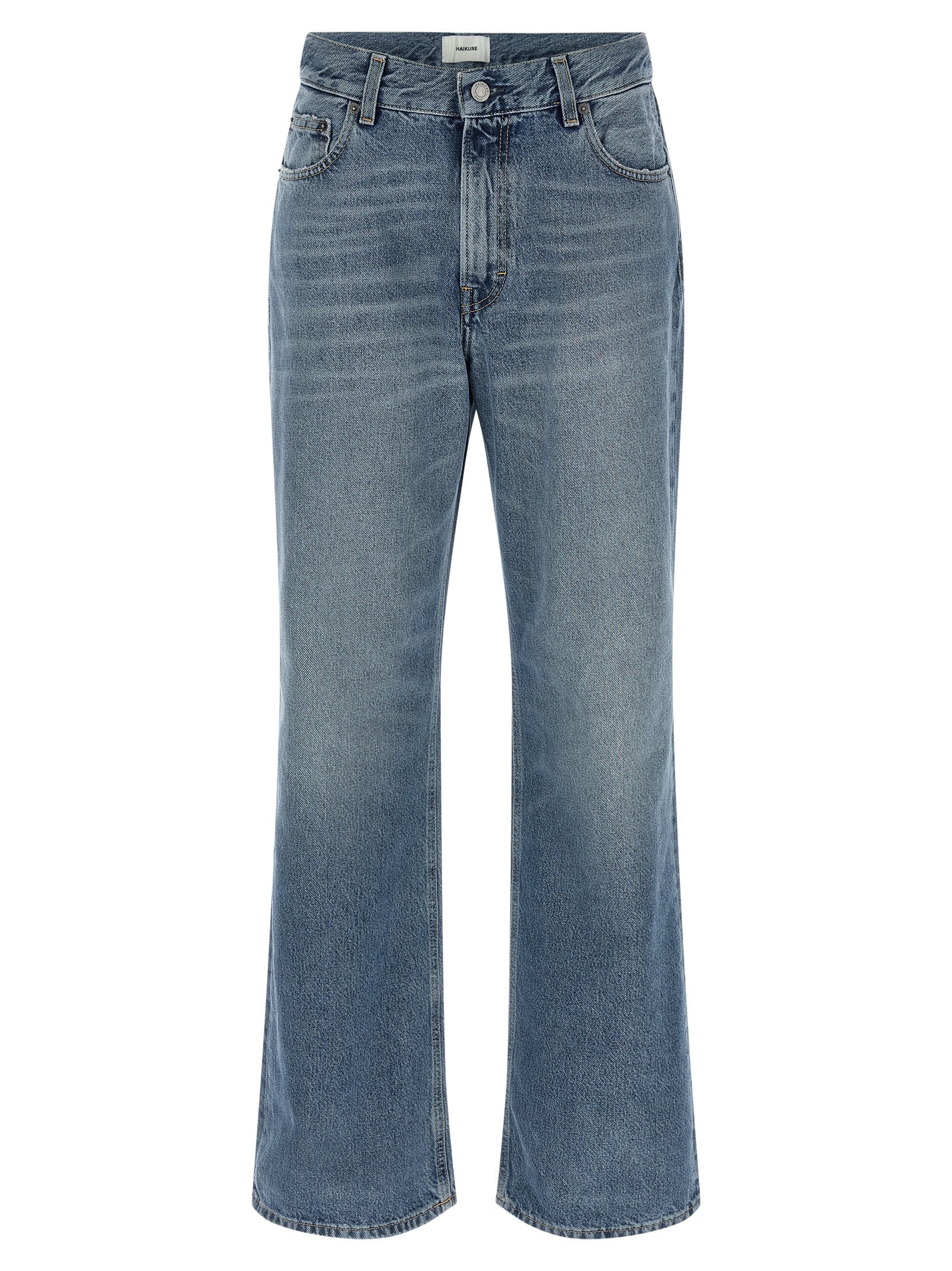Blue Cotton Straight-Leg Jeans