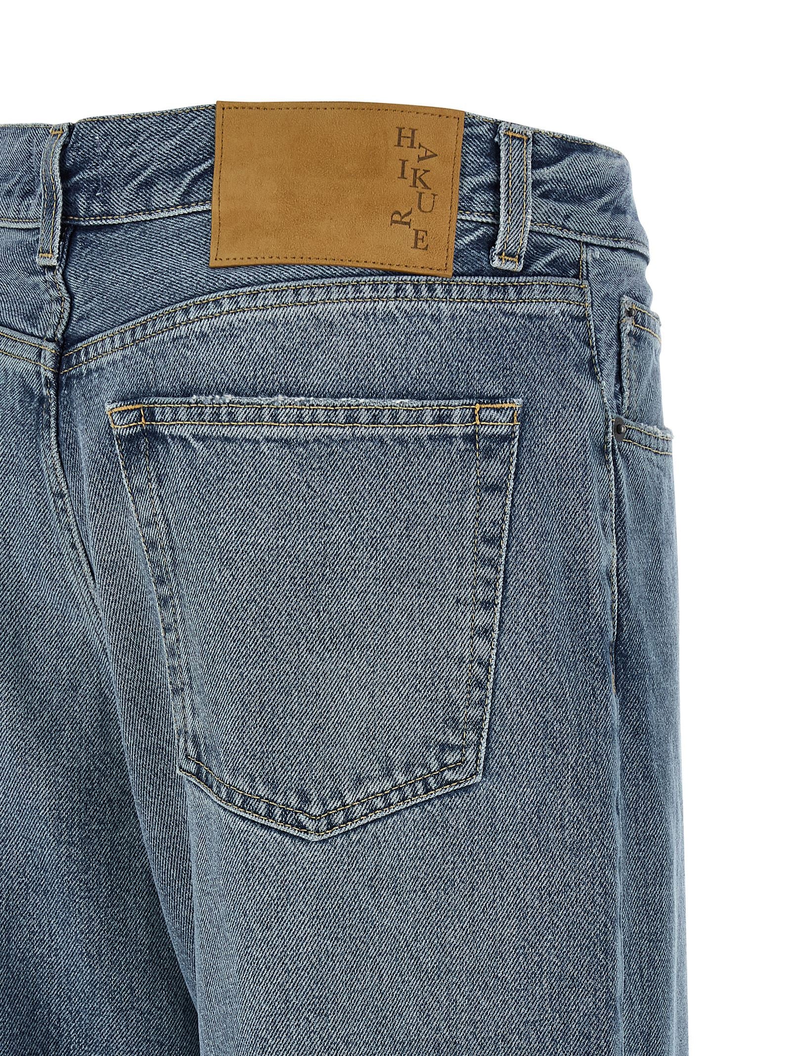 Blue Cotton Straight-Leg Jeans