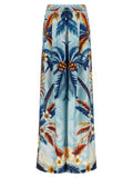 Blue Silk Casual Pants