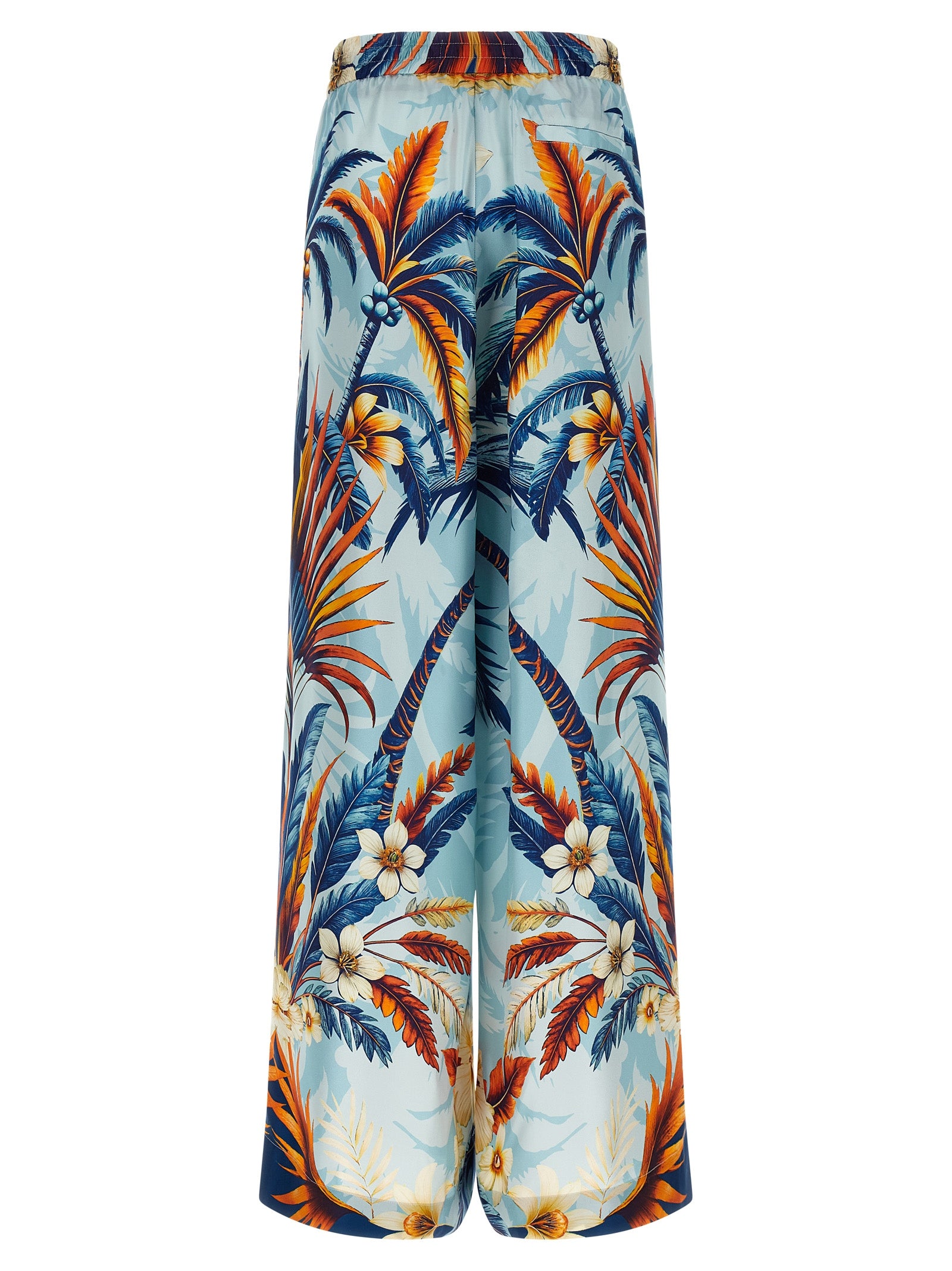 Blue Silk Casual Pants
