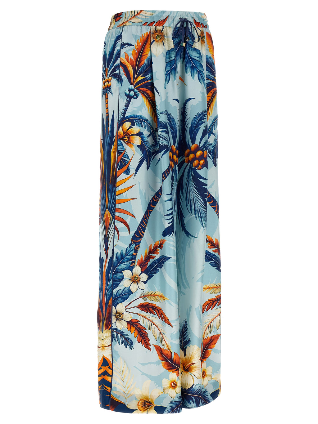 Blue Silk Casual Pants