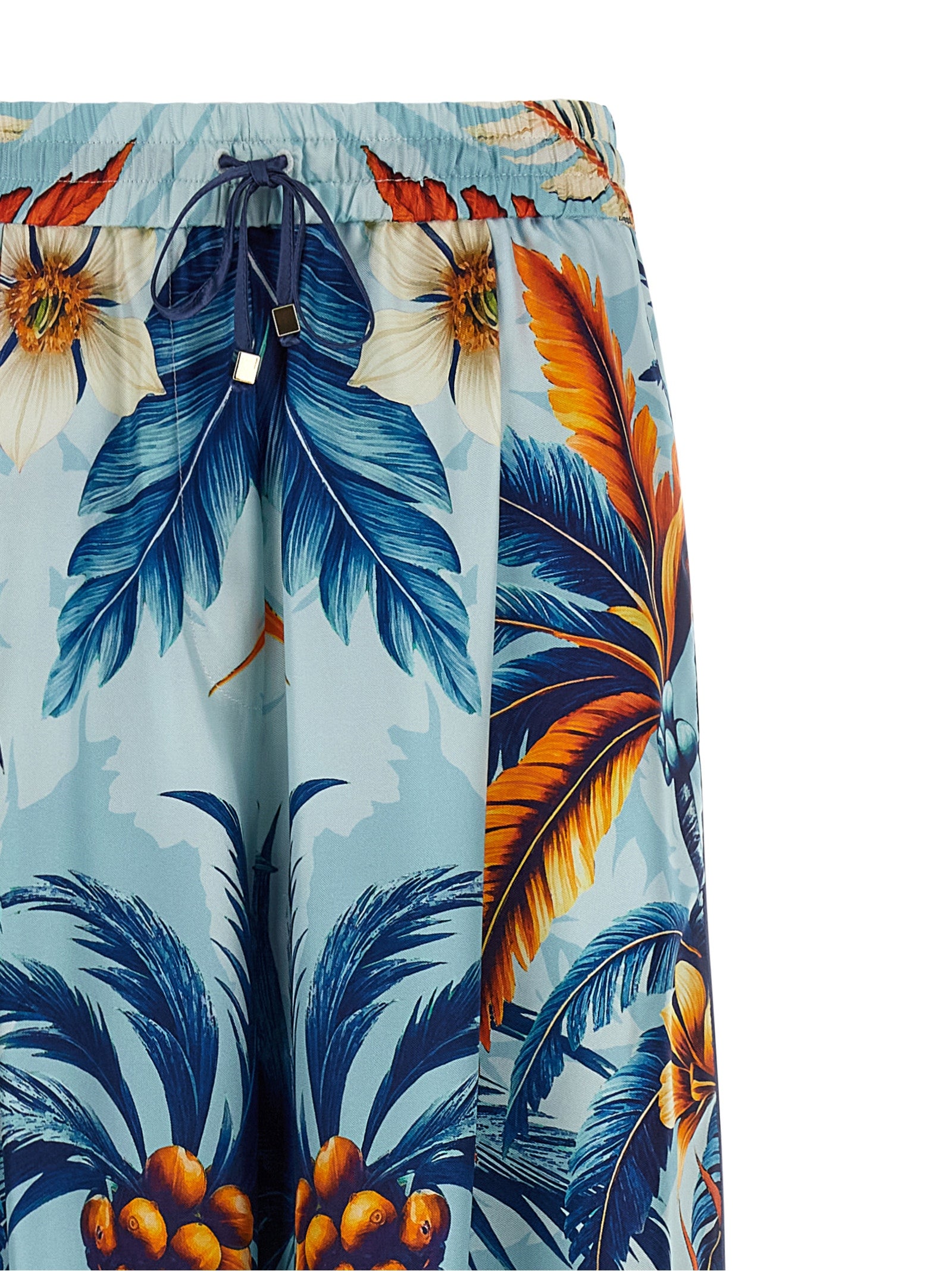 Blue Silk Casual Pants