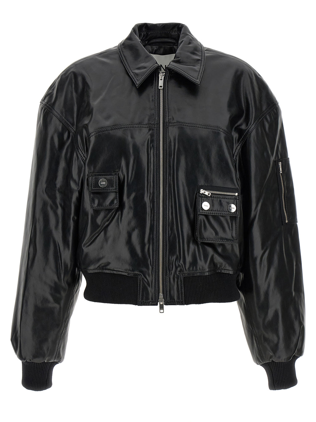 Black Leather Bomber