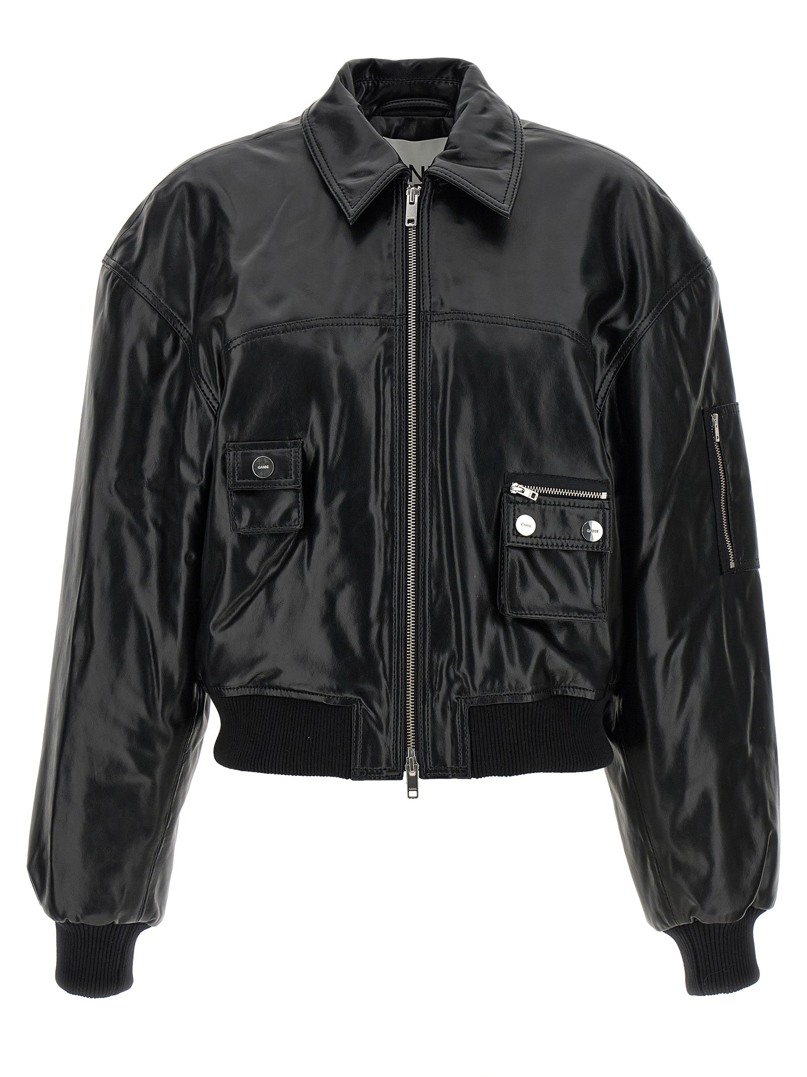 Black Leather Bomber