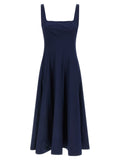 Blue Cotton Midi Dress